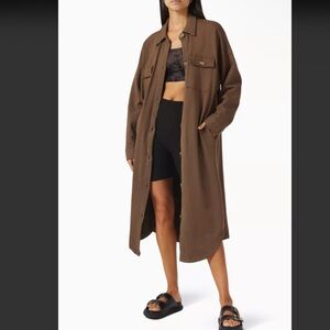 NWT Electric & Rose Size Medium Mocha Brown Midi Length Jacket / Shacket
